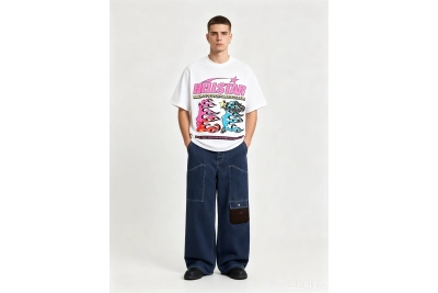 Hellstar T-Shirt 506 + Dior x Stone Island joint 24Fw pocket Dior island logo work Jeans-gray blue 2 01