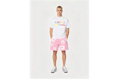 Amiri T-Shirt 672+Denim Tears pants Pink Short Pants 01