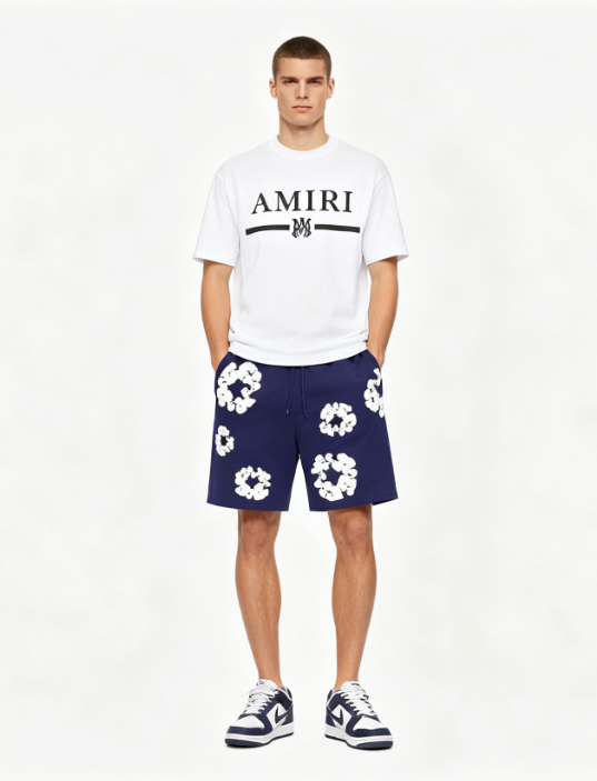 Amiri T-Shirt 679+Denim Tears pants Purple Short Pants