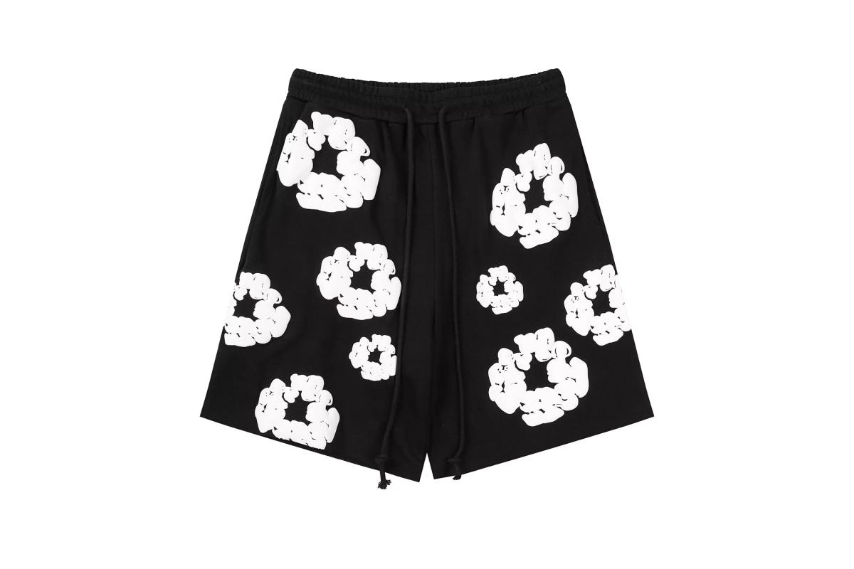 Amiri T-Shirt 709+Denim Tears The Cotton Wreath High Street Shorts Sport Shorts black pants Short Pants