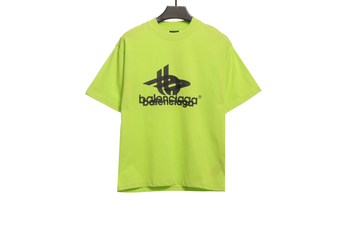 Balenciaga Overlap LOGO T-Shirts Green+OFF-WHITE Brushed Cotton Shorts with Star & Arrow Print — Black / White #1157