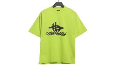Balenciaga Overlap LOGO T-Shirts Green+OFF-WHITE Brushed Cotton Shorts with Star & Arrow Print — Black / White #1157 02