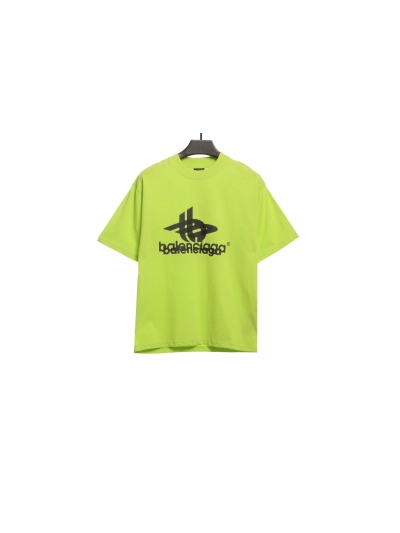 Balenciaga Overlap LOGO T-Shirts Green+OFF-WHITE Brushed Cotton Shorts with Star & Arrow Print — Black / White #1157 02