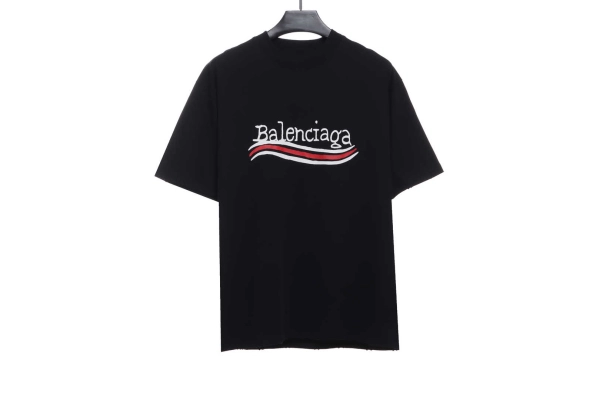 Balenciaga Distressed Washed Damaged Coke T-Shirts Distressed gray+Balenciaga distressed art denim shorts Jeans