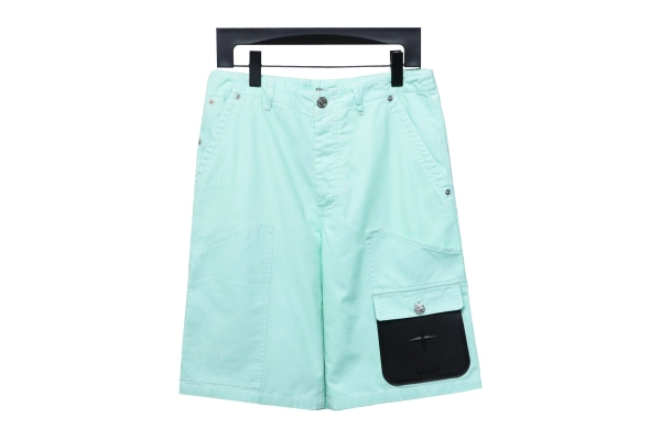 Balenciaga masking tape T-Shirts brown+Dior & Stone Island Stone Island co-branded pocket leather label work denim shorts Jeans 1