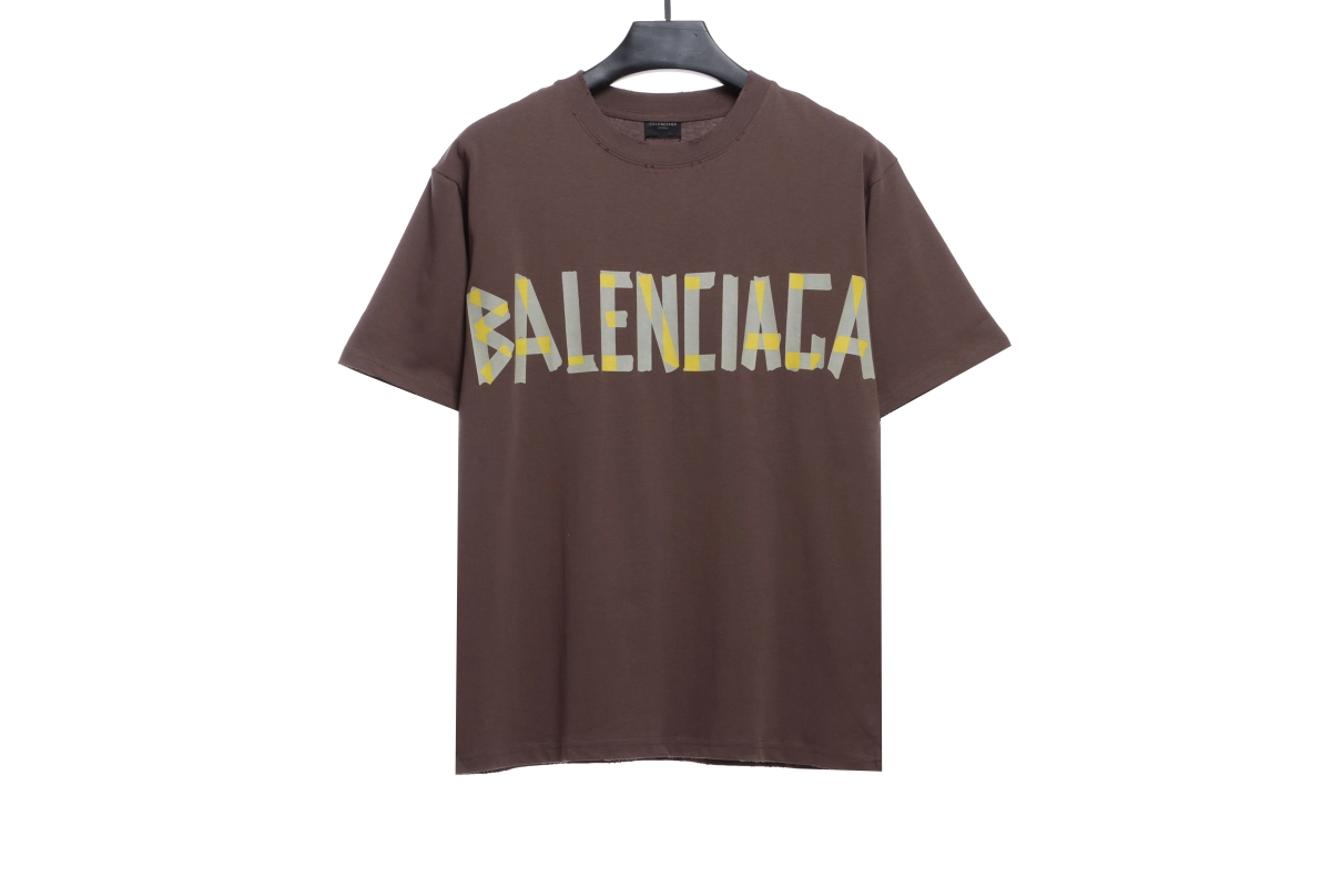 Balenciaga masking tape T-Shirts brown+Dior & Stone Island Stone Island co-branded pocket leather label work denim shorts Jeans 1
