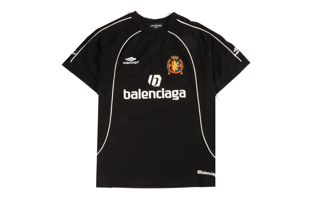 Balenciaga joint Manchester United football embroidered T-Shirts Black+Balenciaga24ss heavy hand-painted dirty plaid fabric pocket denim shorts Jeans