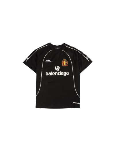 Balenciaga joint Manchester United football embroidered T-Shirts Black+Balenciaga24ss heavy hand-painted dirty plaid fabric pocket denim shorts Jeans 02