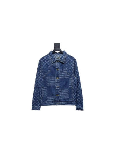 Louis Vuitton 20Fw patchwork checkerboard monogram denim long sleeve jacket+Amiri Pants blue Jeans, 25t3452 02