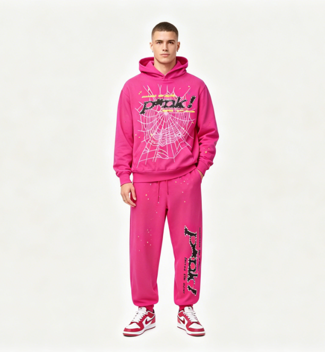 Sp5der Worldwide Pink Punk Hoodie+Sp5der Pink Pants 1247201