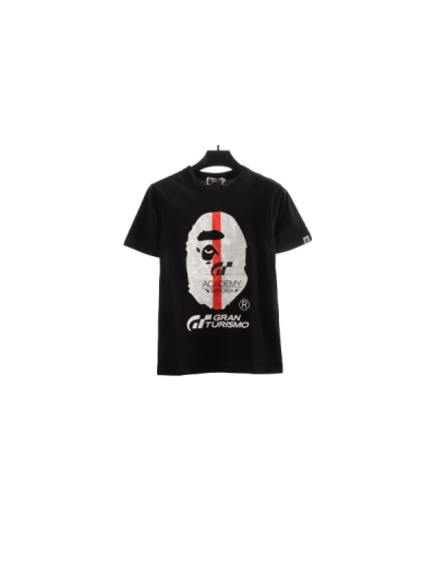 BAPE co-branded GRAN TURISMO ape head short sleeve black T-Shirts+Chrome Hearts hot diamond cross Short Pants white 02