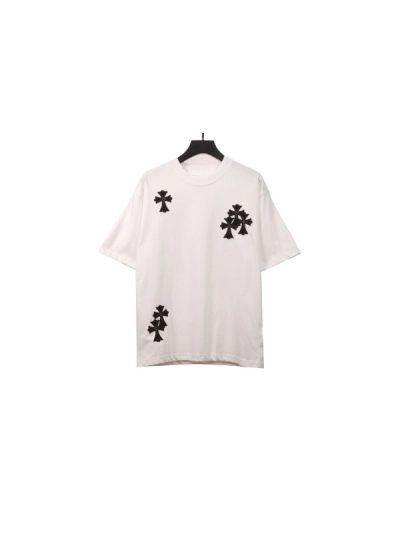 Chrome Hearts cross embroidery horseshoe patch T-Shirts+Chrome Hearts distressed patch horseshoe cross Short Pants black 02