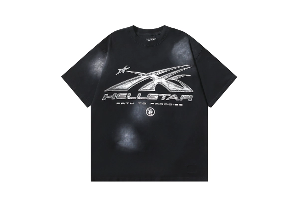 Hellstar T-Shirt 619+Chrome Hearts embroidered Sanskrit cross terry Short Pants gray