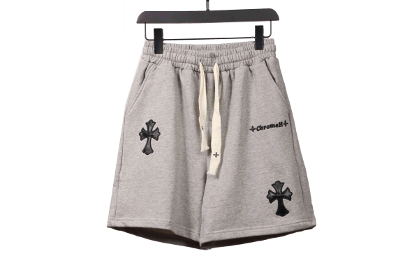 Hellstar T-Shirt 619+Chrome Hearts embroidered Sanskrit cross terry Short Pants gray