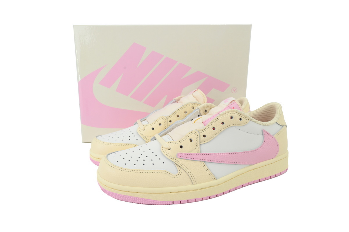 PKGoden Travis Scott x Air Jordan 1 Low Reverse Hook Powder IQ7604-100