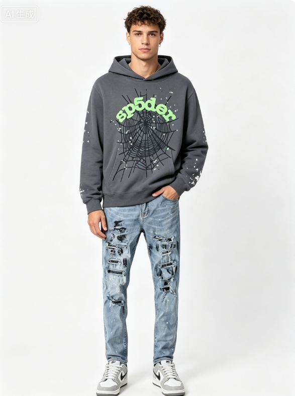 SP5DER Hoodie 5002+Amiri Pants blue Jeans, 257