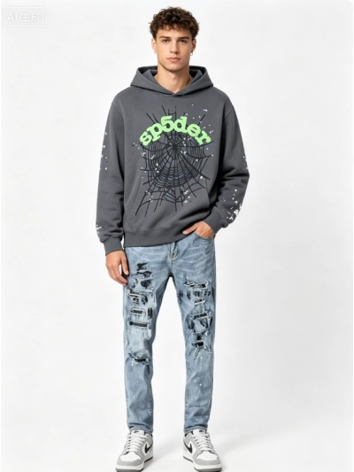 SP5DER Hoodie 5002+Amiri Pants blue Jeans, 257 01