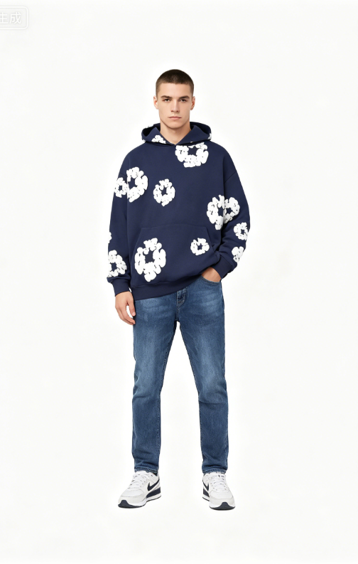 Denim Tears Deep Blue Hoodie+Dior classic monogram pocket Jeans