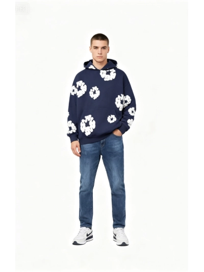 Denim Tears Deep Blue Hoodie+Dior classic monogram pocket Jeans 01