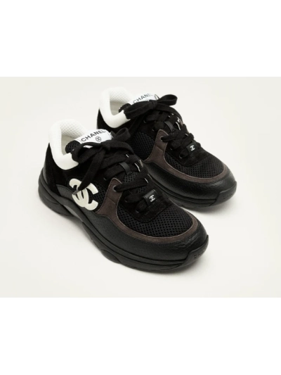 PKGoden Chanel Mesh Suede Calfskin Grained Calfskin Black White 02