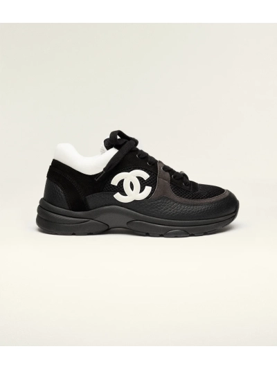 PKGoden Chanel Mesh Suede Calfskin Grained Calfskin Black White 01