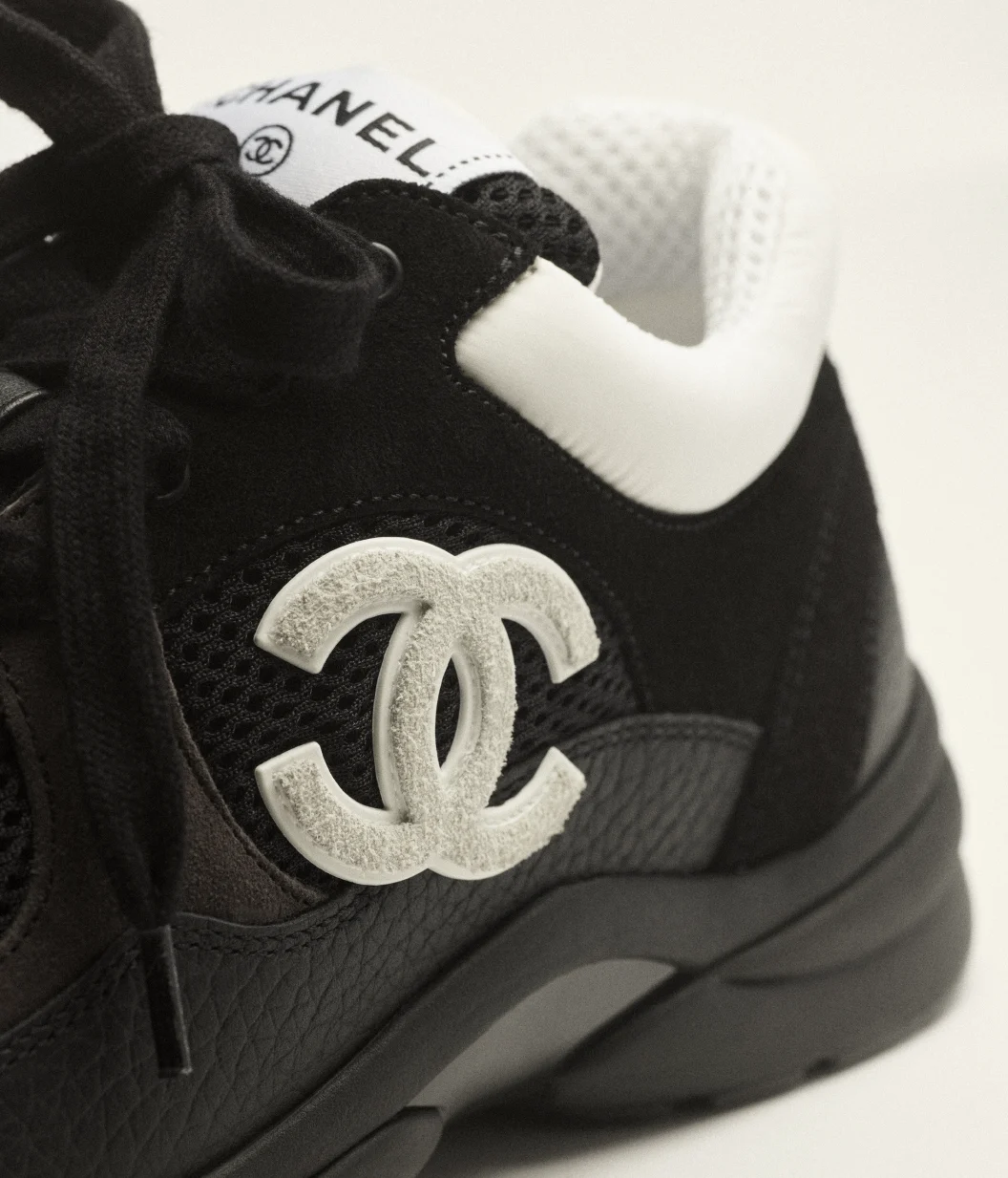 PKGoden Chanel Mesh Suede Calfskin Grained Calfskin Black White