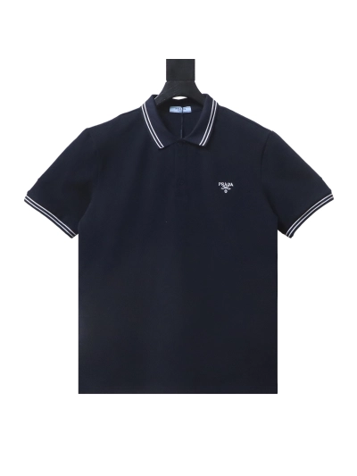 Prada logo small label embroidered short-sleeve polo shirt 02
