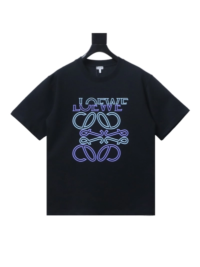 Loewe Unconventional Logo Color-Blocked Foam Printed Short-Sleeve T-Shirt 01
