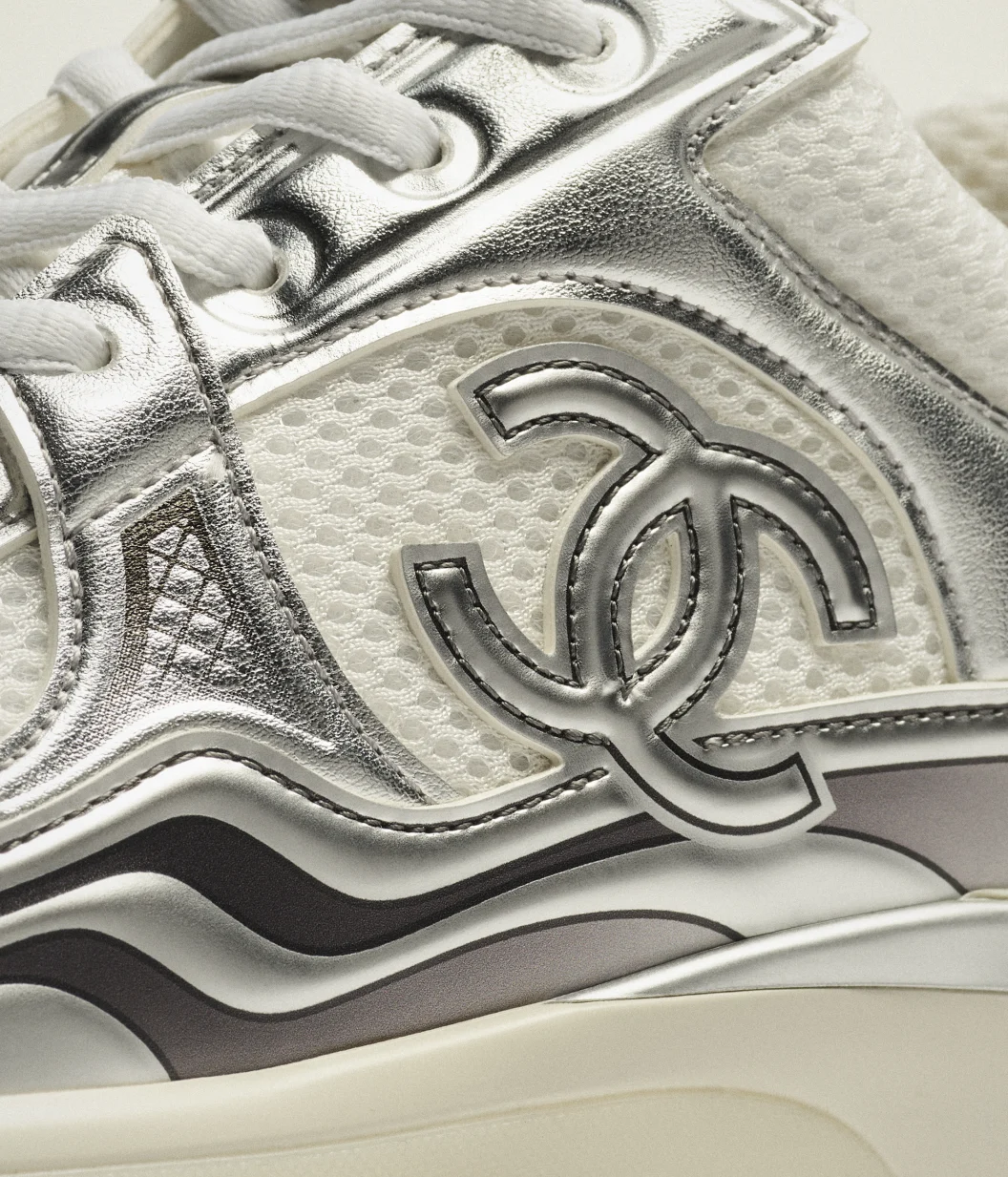 PKGoden Chanel CC Runner Sneakers White Silver G39792-Y56368-K5451