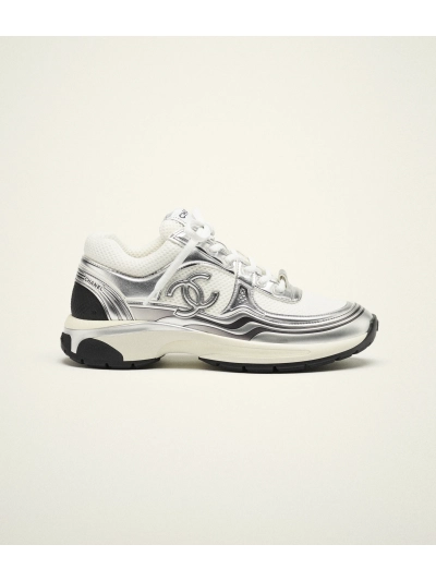 PKGoden Chanel CC Runner Sneakers White Silver G39792-Y56368-K5451 01