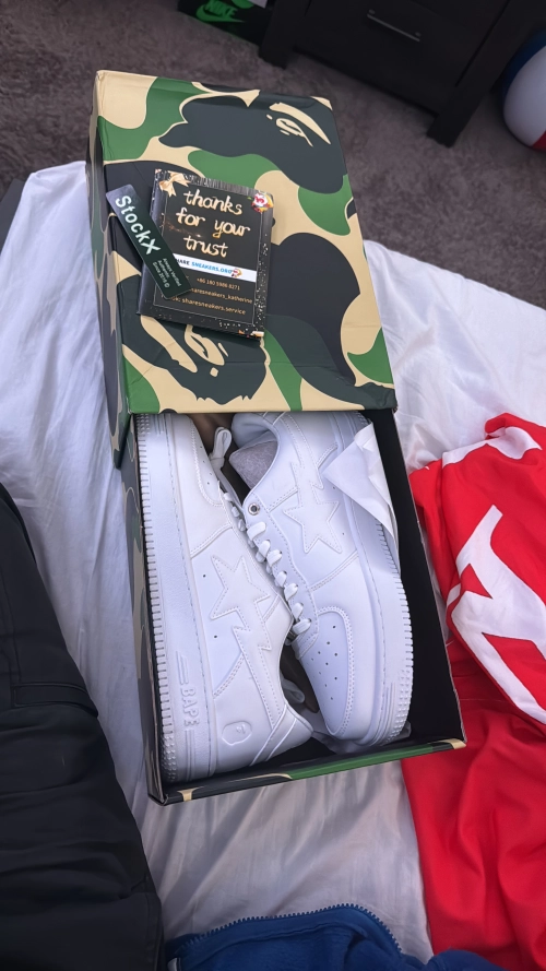 POP  A Bathing Bapesta Sta Low M2 White Leather review 