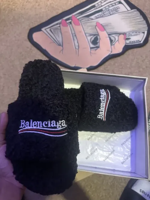POP Balenciaga Furry Slide Black, 654747W2DO11096 review 
