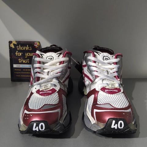 QC Pics-Balenciaga Runner Sneaker 'White Burgundy'