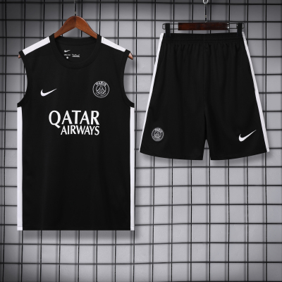 Paris Saint Germain 23/24 Vest Training Suit Black with White 01