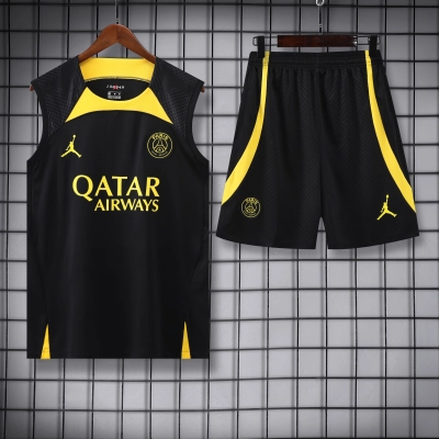 Paris Saint Germain 23/24 Vest Training Suit Black and Yellow 01