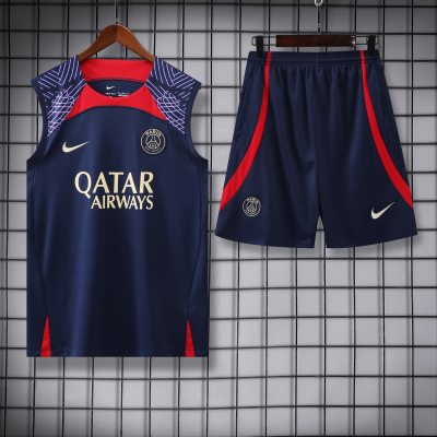 Paris Saint Germain 23/24 Vest Training Suit Dark Blue with red 01