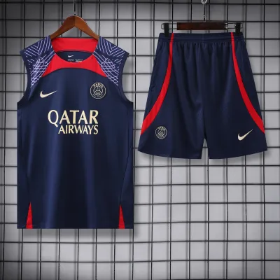 Paris Saint Germain 23/24 Vest Training Suit Dark Blue with red 01
