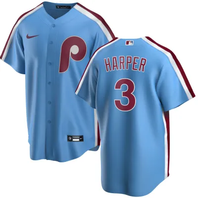Bryce Harper Philadelphia Phillies Stitches Cooperstown Collection Team Jersey - Light Blue 01
