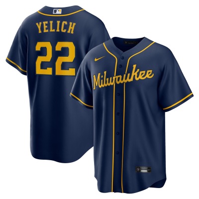 Christian Yelich Milwaukee Brewers Nike Alternate Replica Player Jersey - Navy 01