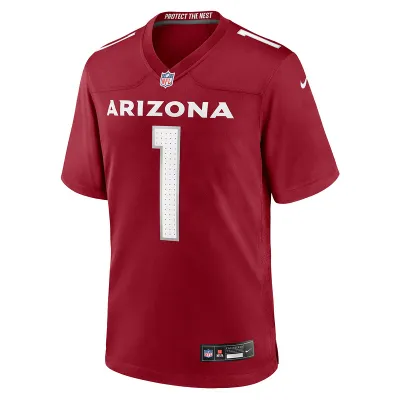 Men's Arizona Cardinals Number 1 Dad Nike Cardinal Game Jersey 01