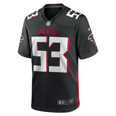 Men's Atlanta Falcons Nate Landman Nike Black Team Game Jersey 01