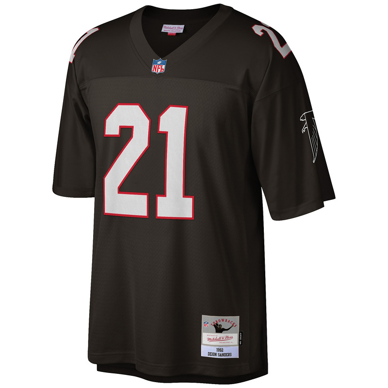 Atlanta Falcons Deion Sanders Mitchell &Ness Black Big&Tall 1992 Retired Player Replica Jersey