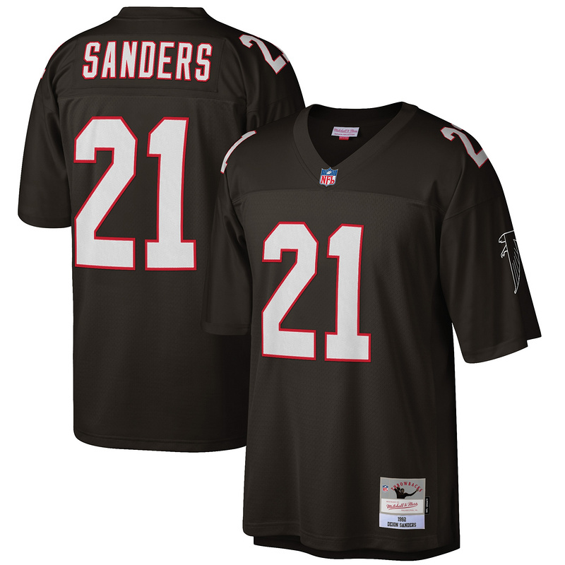 Atlanta Falcons Deion Sanders Mitchell &Ness Black Big&Tall 1992 Retired Player Replica Jersey