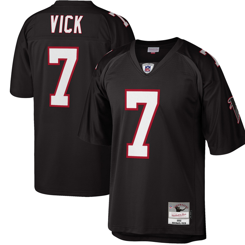 Atlanta Falcons Michael Vick Mitchell&Ness Black Big & Tall 2002 Retired Player Replica Jersey