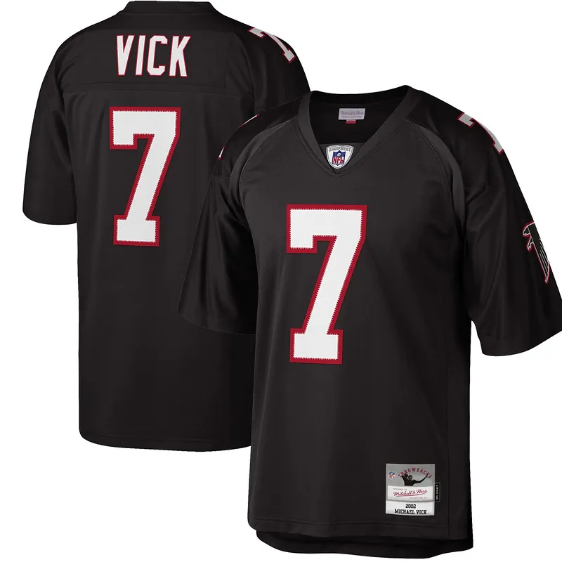 Atlanta Falcons Michael Vick Mitchell&Ness Black Big & Tall 2002 Retired Player Replica Jersey