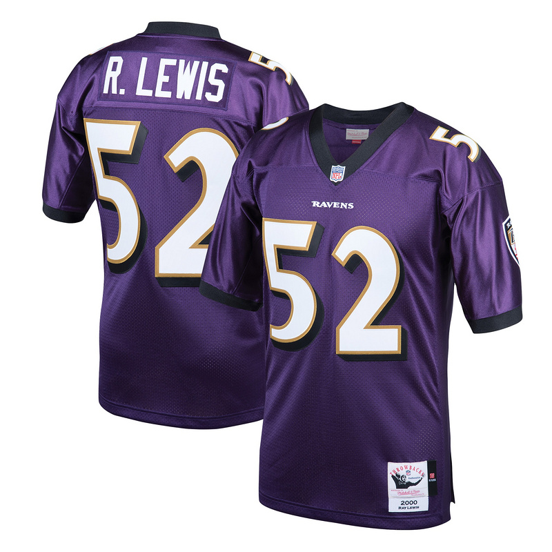 Baltimore Ravens 2000 Ray Lewis Mitchell &Ness Purple Authentic Throwback Retired Player Jersey