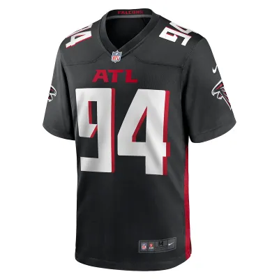 Men's Atlanta Falcons Albert Huggins Nike Black Team Game Jersey 01