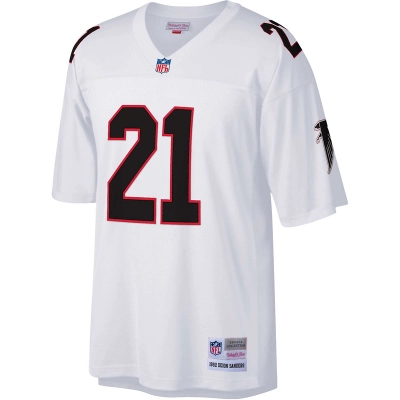 Atlanta Falcons Deion Sanders Mitchell &Ness White Big &Tall 1992 Retired Player Replica Jersey 01