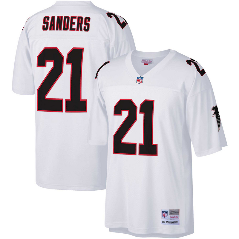 Atlanta Falcons Deion Sanders Mitchell &Ness White Big &Tall 1992 Retired Player Replica Jersey