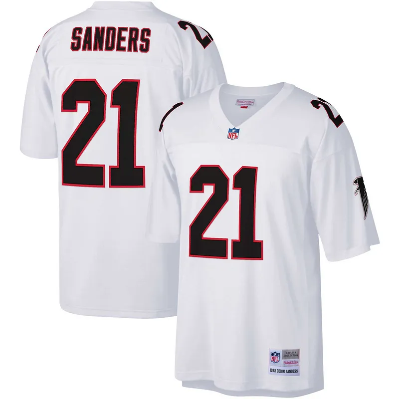 Atlanta Falcons Deion Sanders Mitchell &Ness White Big &Tall 1992 Retired Player Replica Jersey